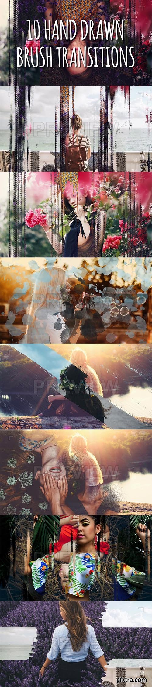 10 Hand Drawn Brush Transitions 97712