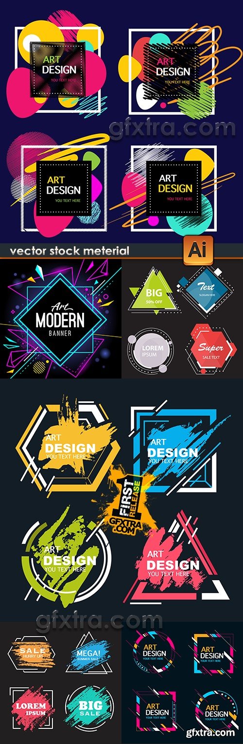 Modern colourful abstract banner black background