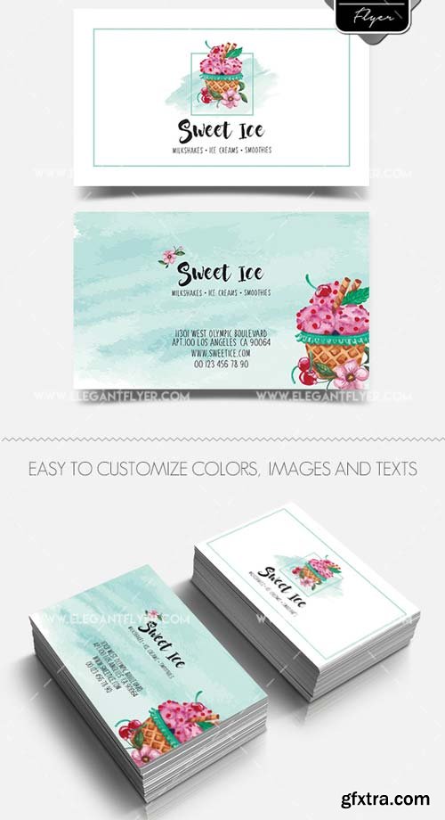 Ice Cream Cafe V2 2018 Business Card Templates PSD