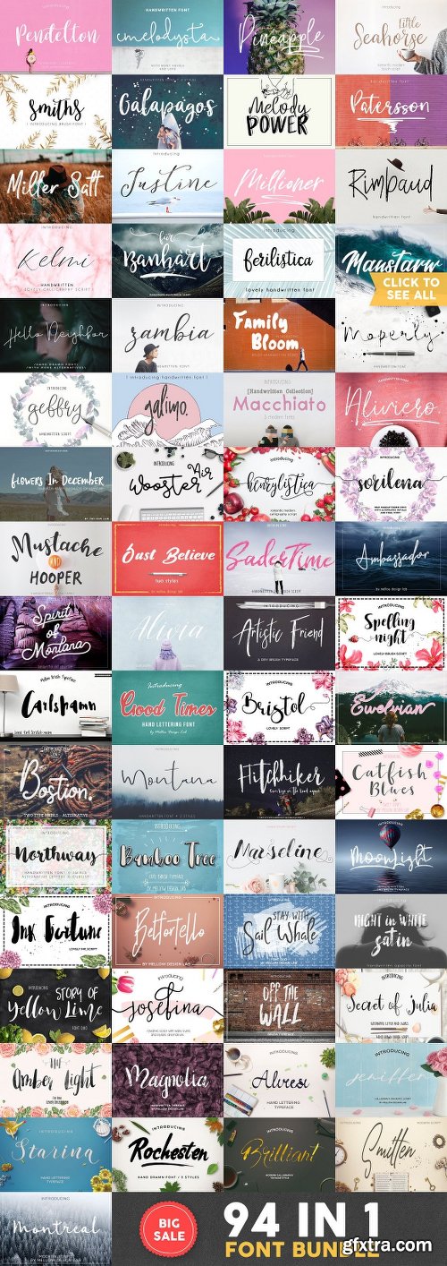 CreativeMarket 94 IN 1 Font Bundle SALE 1576574 CreativeMarket 94 IN 1 Font Bundle SALE 1576574