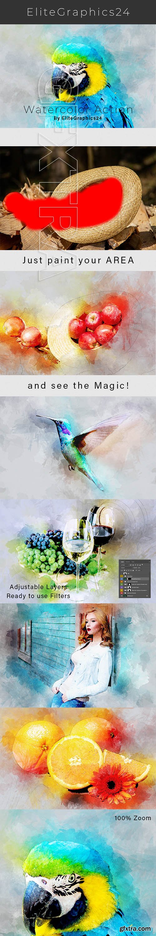 GraphicRiver - Realistic Watercolor Photoshop Action 22342745