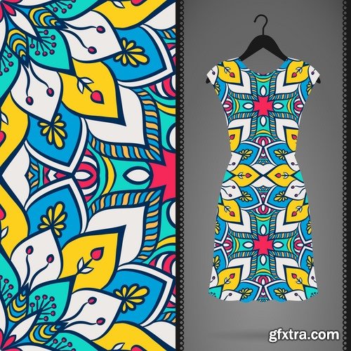 Dress Clothing Indian Ethnic Ornament Pattern Mandala 25xEPS