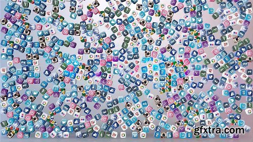 Videohive Falling Social Icons - Logo reveal 7891706