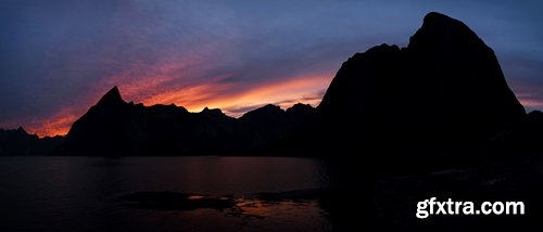 Mountain rock nature landscape norway bay wooden house sunset sea ocean 25 HQ Jpeg