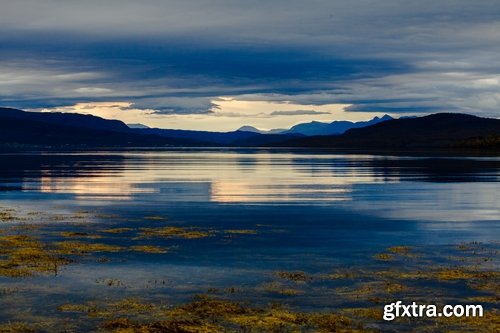 Mountain rock nature landscape norway bay wooden house sunset sea ocean 25 HQ Jpeg