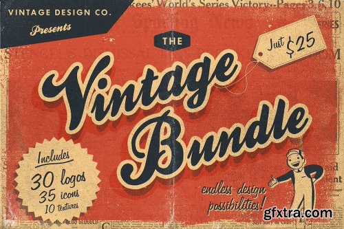 CreativeMarket 30 Vintage Logos Bundle 20875