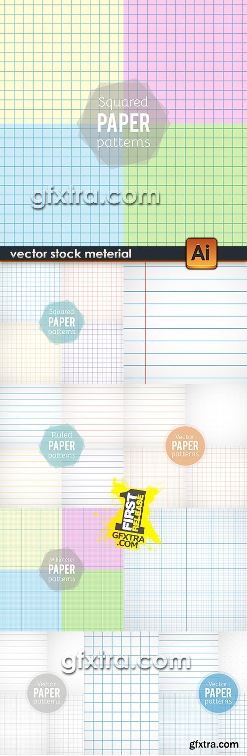 School notebook in cage and ruler paper pattern