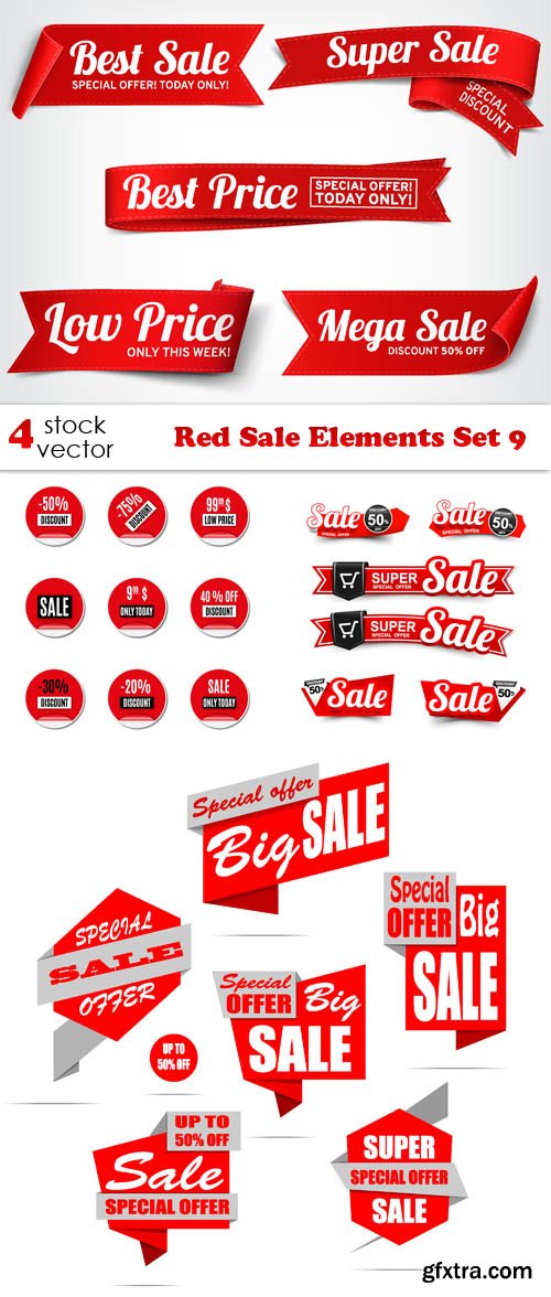 Vectors - Red Sale Elements Set 9