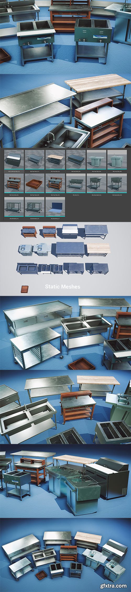 CuberBrush - Modern Kitchen/Restaurant Props VOL.7 [UE4+Raw]