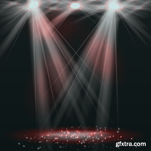 Podium Scene with Light Effect Decoration Lights Searchlight 25xEPS