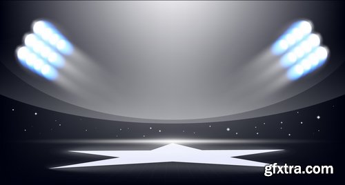 Podium Scene with Light Effect Decoration Lights Searchlight 25xEPS