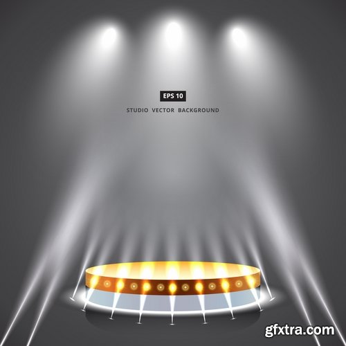 Podium Scene with Light Effect Decoration Lights Searchlight 25xEPS