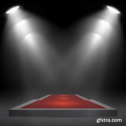 Podium Scene with Light Effect Decoration Lights Searchlight 25xEPS