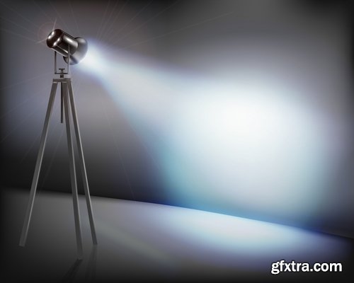 Podium Scene with Light Effect Decoration Lights Searchlight 25xEPS