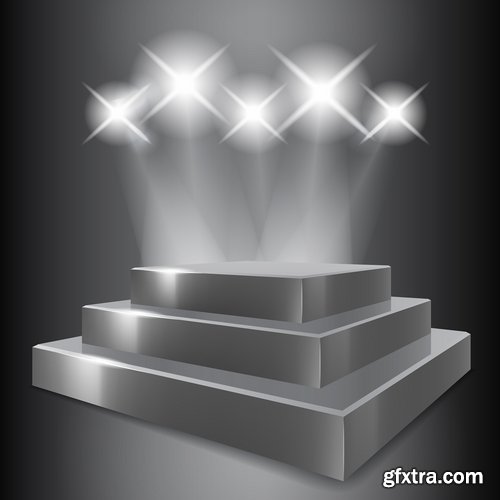 Podium Scene with Light Effect Decoration Lights Searchlight 25xEPS