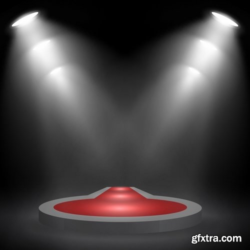 Podium Scene with Light Effect Decoration Lights Searchlight 25xEPS