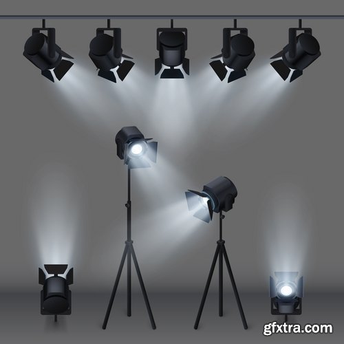 Podium Scene with Light Effect Decoration Lights Searchlight 25xEPS