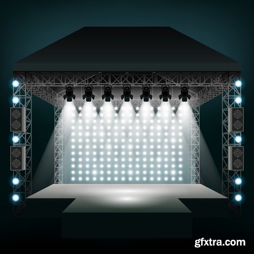 Podium Scene with Light Effect Decoration Lights Searchlight 25xEPS