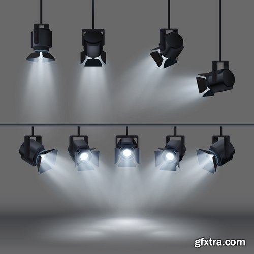 Podium Scene with Light Effect Decoration Lights Searchlight 25xEPS