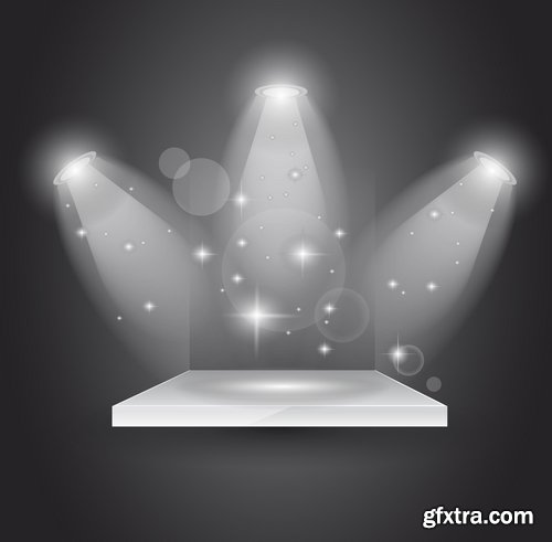 Podium Scene with Light Effect Decoration Lights Searchlight 25xEPS