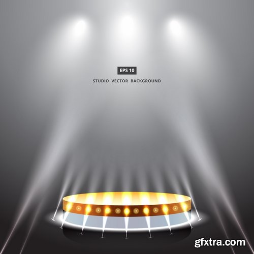 Podium Scene with Light Effect Decoration Lights Searchlight 25xEPS