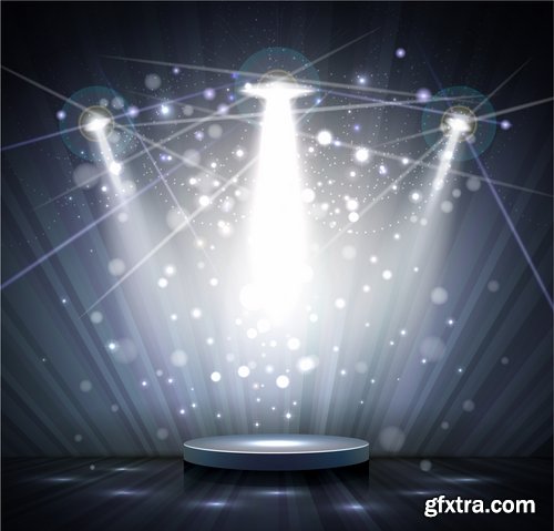 Podium Scene with Light Effect Decoration Lights Searchlight 25xEPS