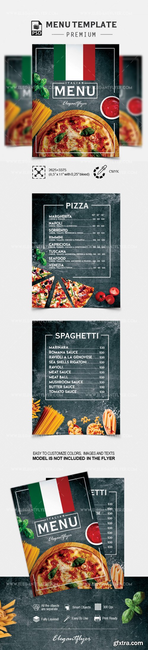 Italian Restaurant Menu V1 2018 PSD Flyer Template