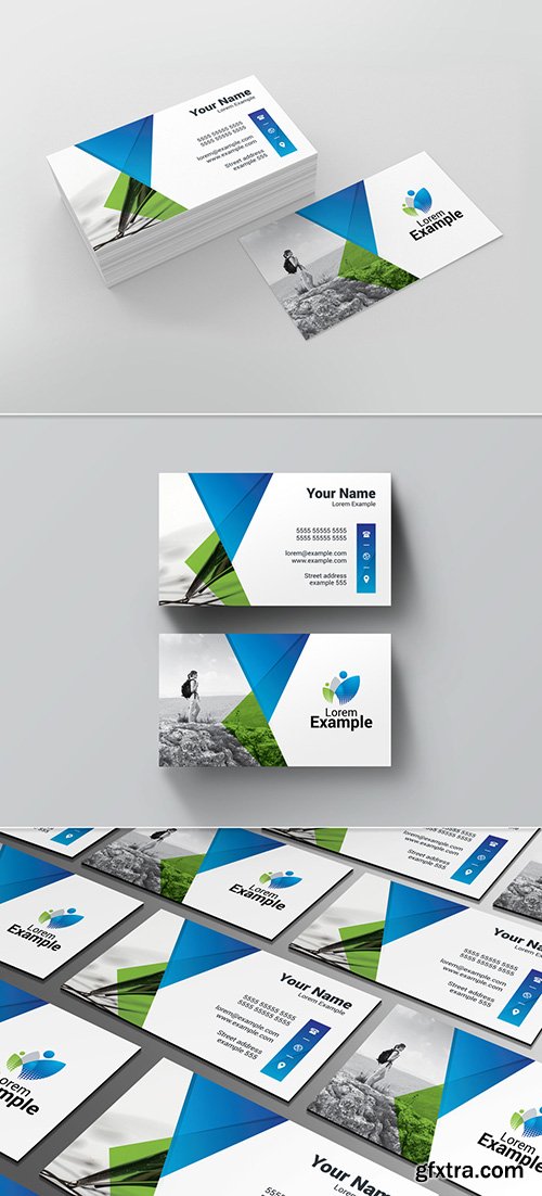 Green and Blue Business Card Layout Green and Blue Business Card Layout