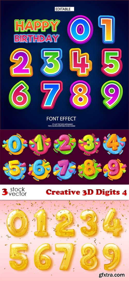 Vectors - Creative 3D Digits 4