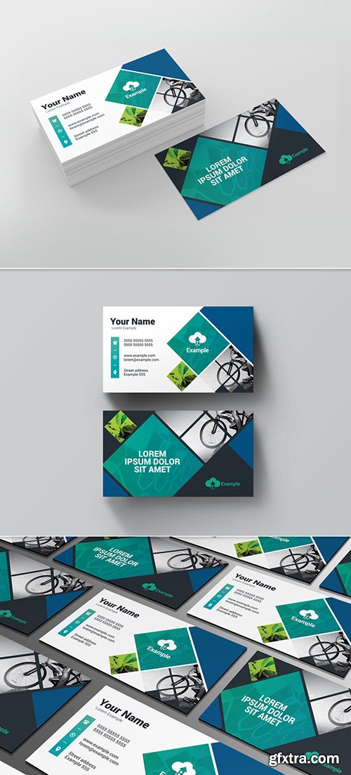 Business Card Layout with Diamond Photo Elements Business Card Layout with Diamond Photo Elements