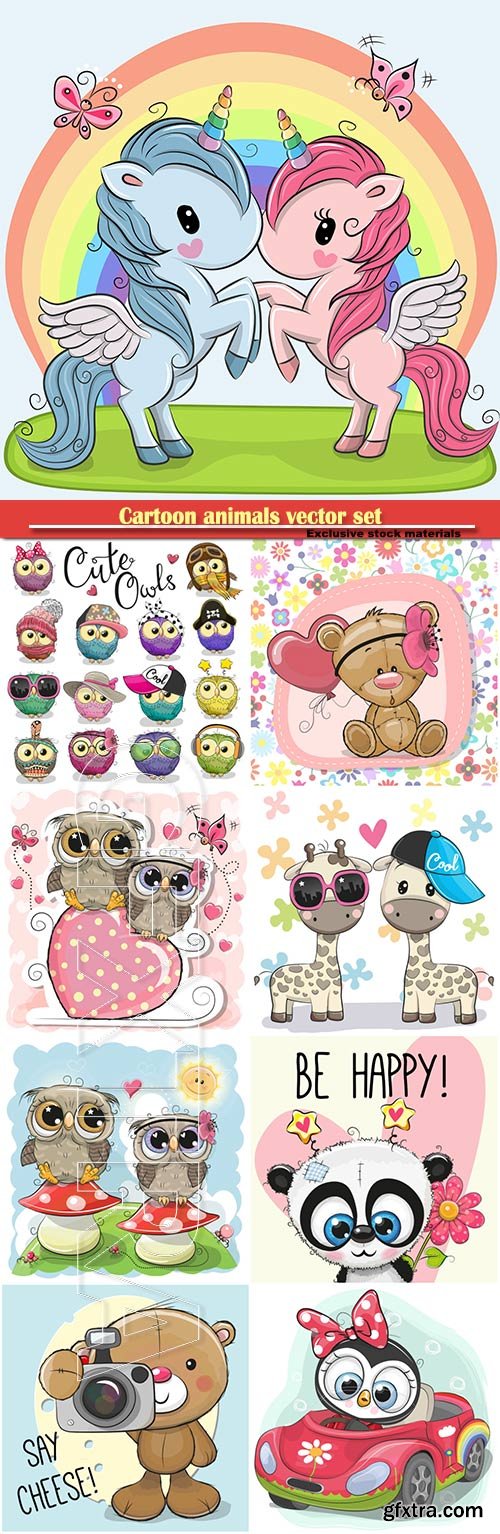Cartoon animals vector set