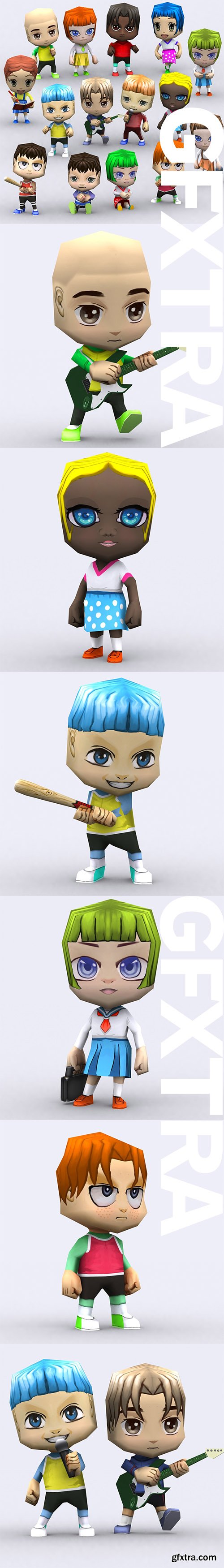 Cubebrush - 3DRT - Chibii people kids Cubebrush - 3DRT - Chibii people kids