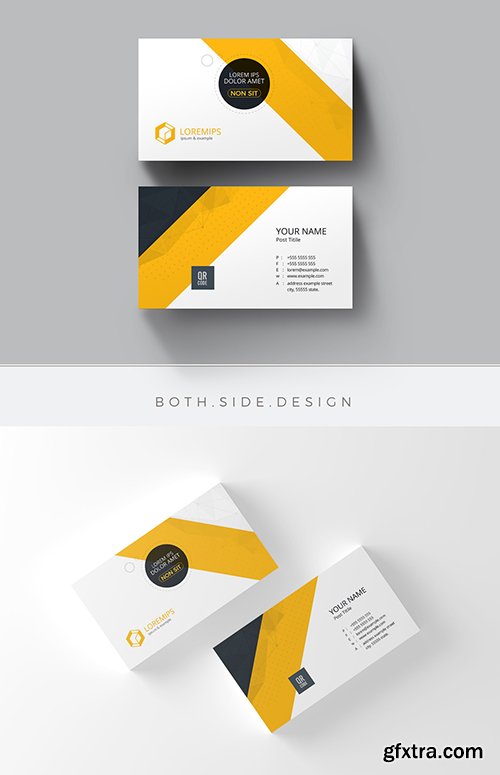 Business Card Layout with Yellow Accents Business Card Layout with Yellow Accents