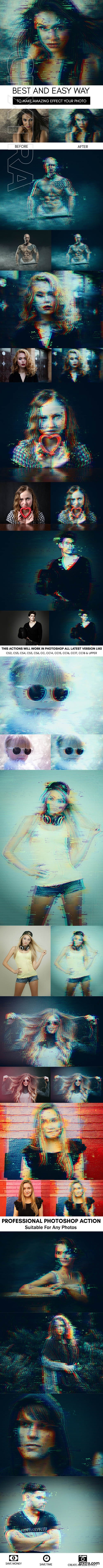 GraphicRiver - Glitch Distortion Photoshop Action 22442491