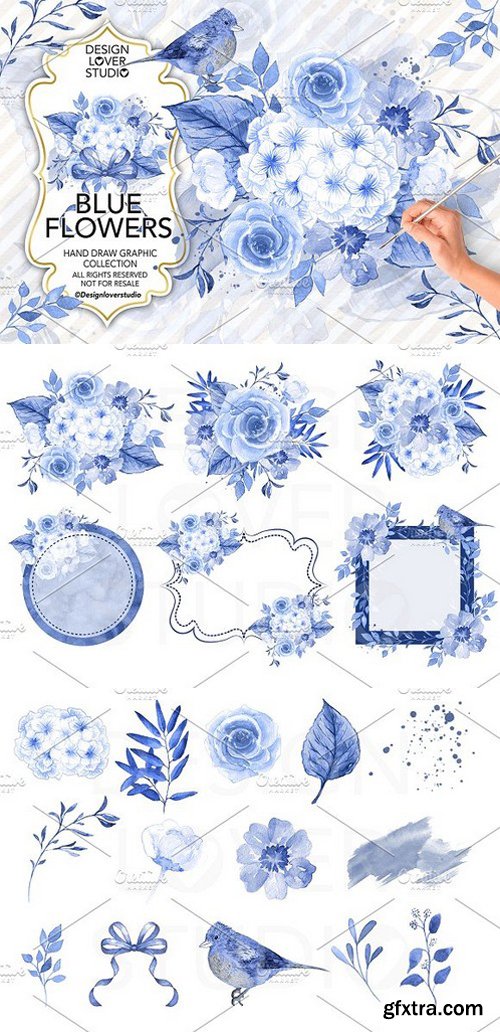 CM - Watercolor Blue Flowers design 1238149