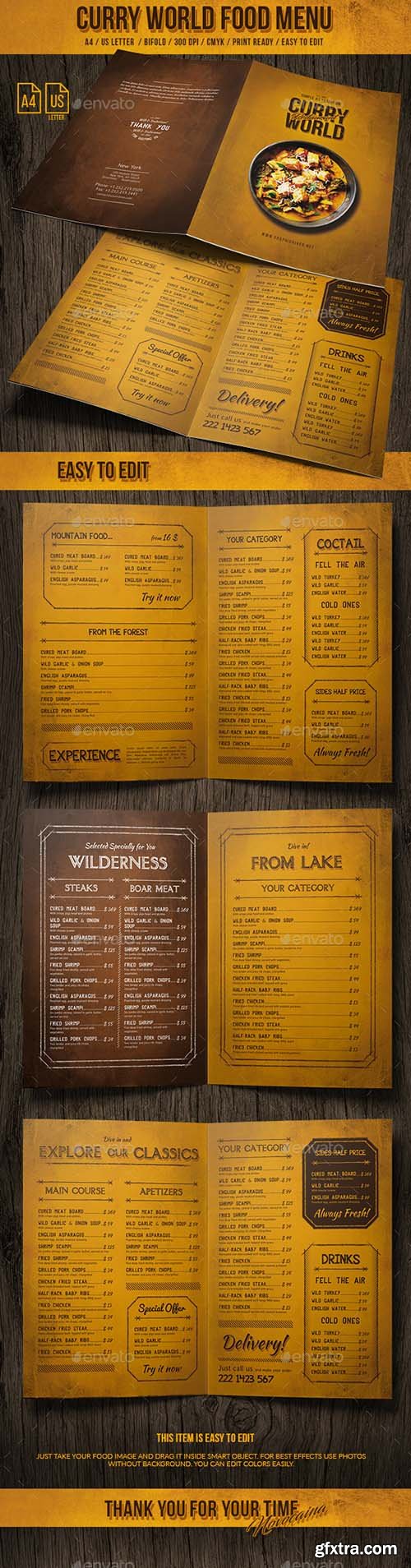 Curry World Retro Bifold Menu A4 and US Letter 20907686