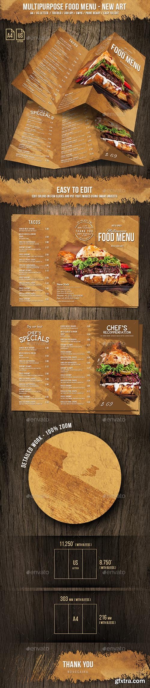 Multipurpose Food Menu - A4 & US Letter - Trifold - New Art 21602283