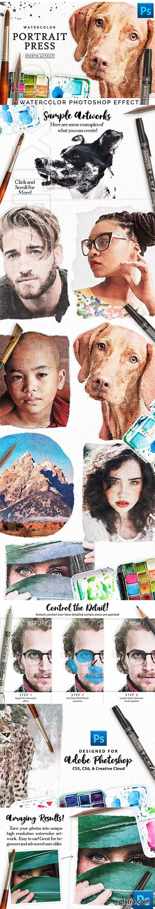 CreativeMarket - Watercolor Portrait Effect PRO 2844138