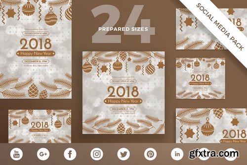 NewYear Party Social Media Banner Pack Template