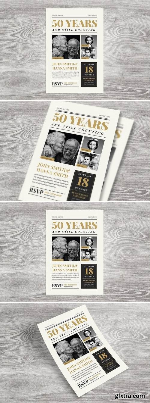 Newspaper Wedding Anniversary Invitation