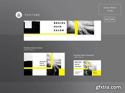 Hair Salon Flyer and Poster Social Media Banner Pack Templates