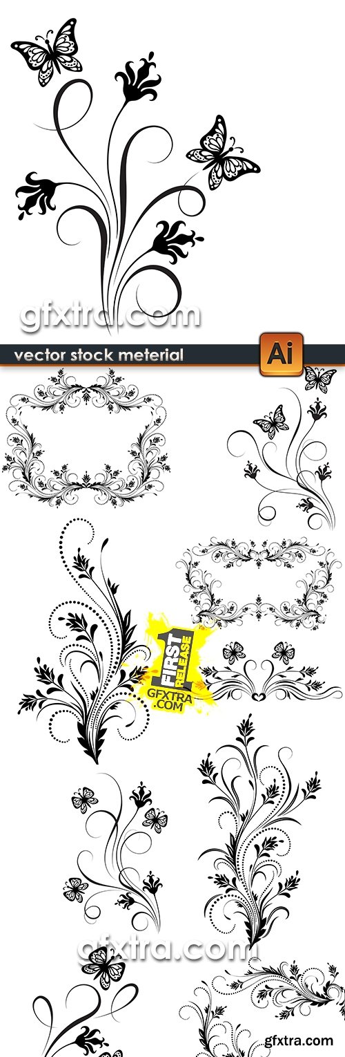 Decorative flower ornament elegant design vintage