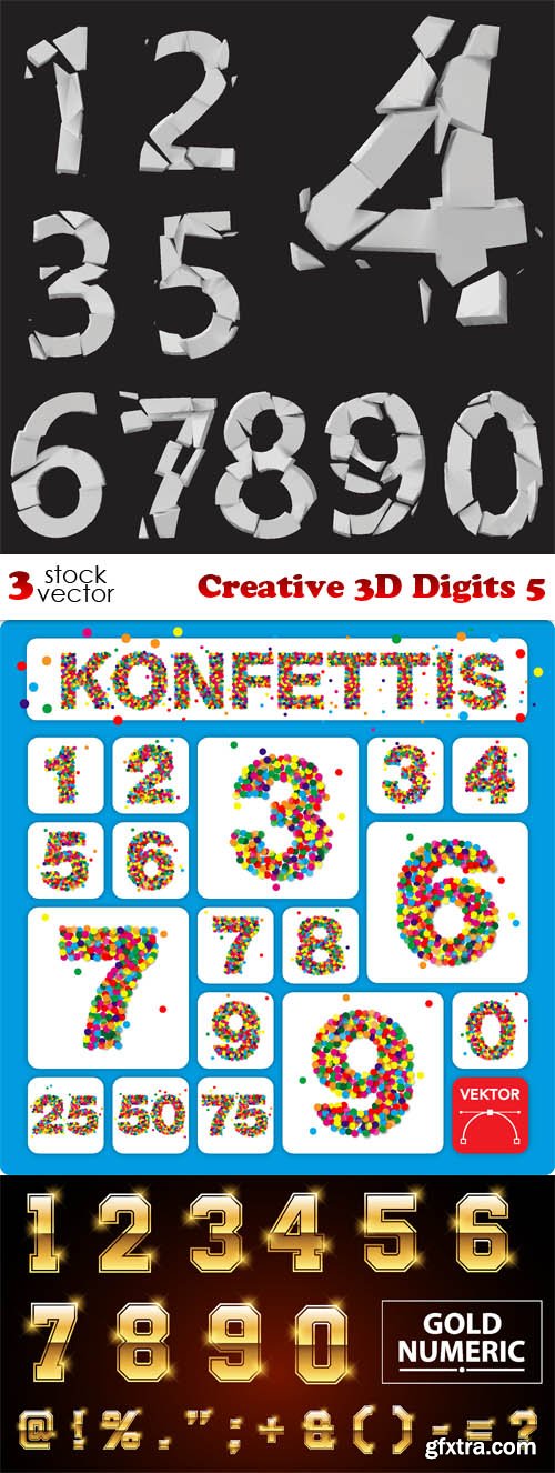 Vectors - Creative 3D Digits 5