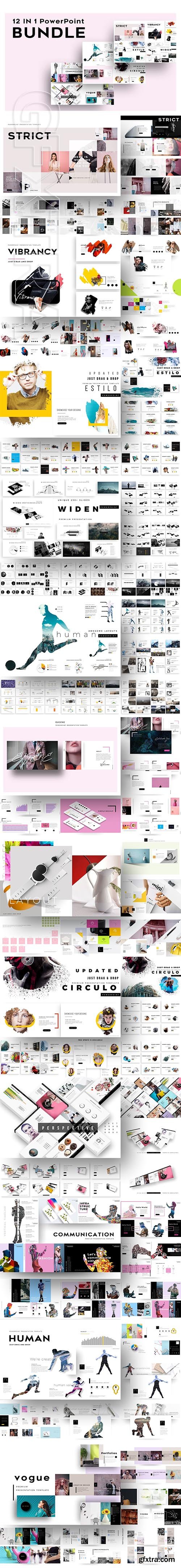 CreativeMarket - 12-IN-1 Creative PowerPoint Bundle 2933014