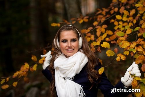 Woman girl in the autumn forest yellow leaf 25 HQ Jpeg
