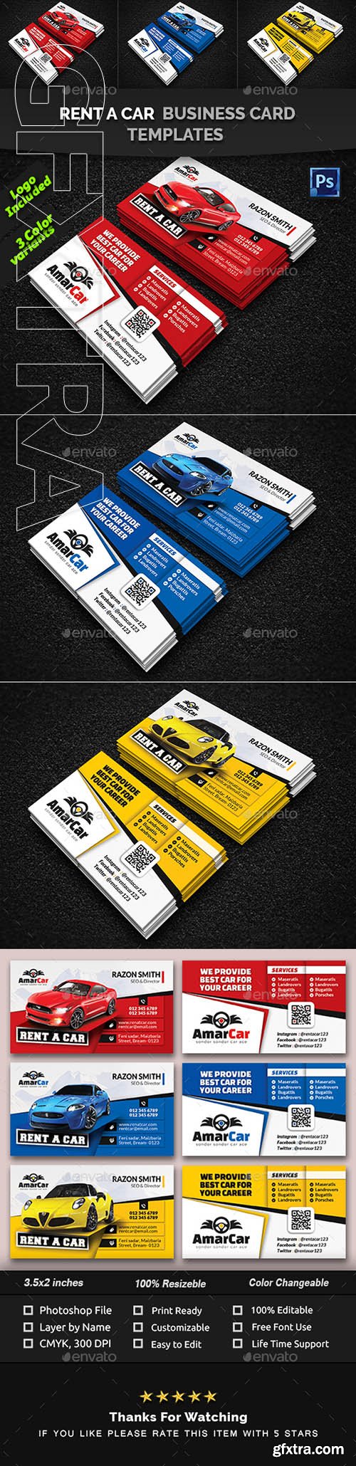CreativeMarket - Rent a Car Business Card Templates 22558238