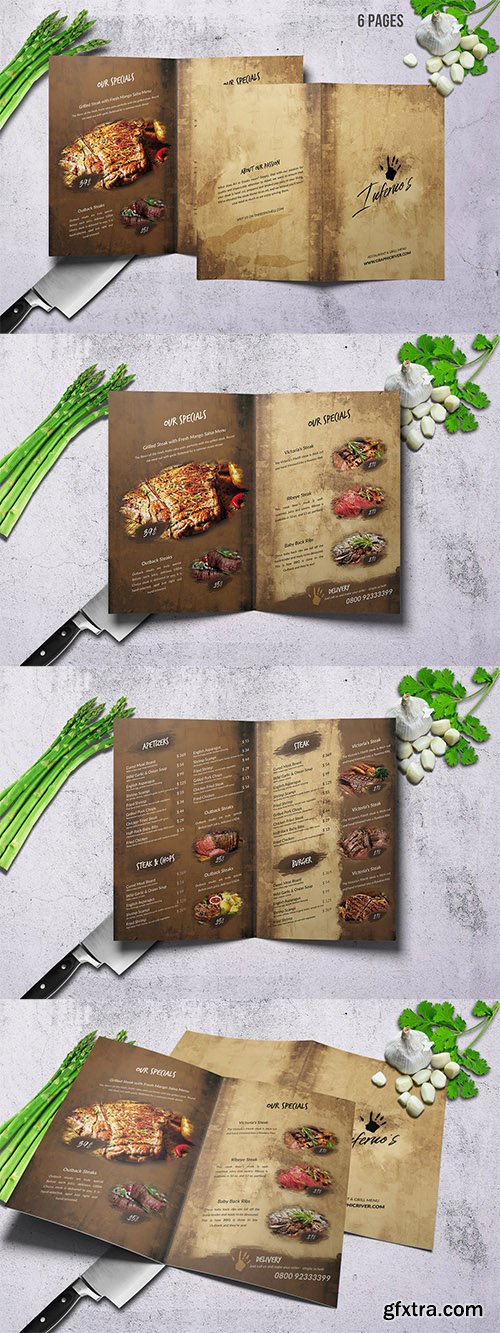 Infernos Vintage Bifold Menu - A4 and US Letter Infernos Vintage Bifold Menu - A4 and US Letter