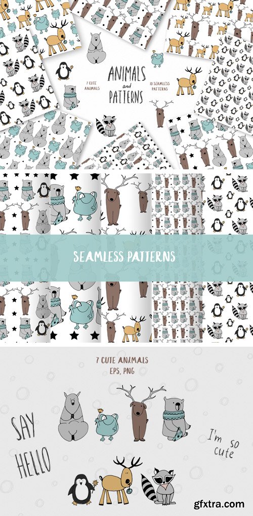 Animals &amp; Patterns for Baby Nursery Cute Baby Illustrations