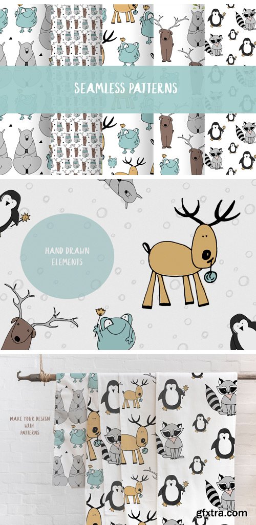 Animals &amp; Patterns for Baby Nursery Cute Baby Illustrations