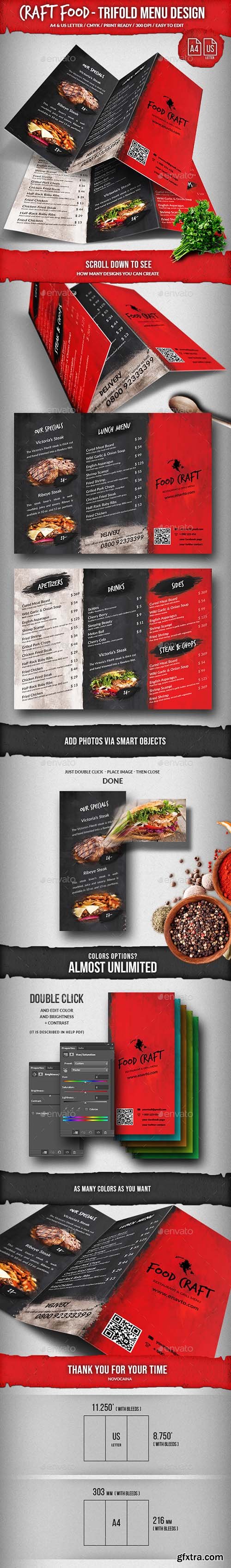 Craft Food Trifold A4 & US Letter Menu Design 21983221